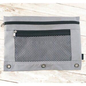 Staples 3-Ring Zipper Pouch Gray Binder Accessory Pencil Case Organizational